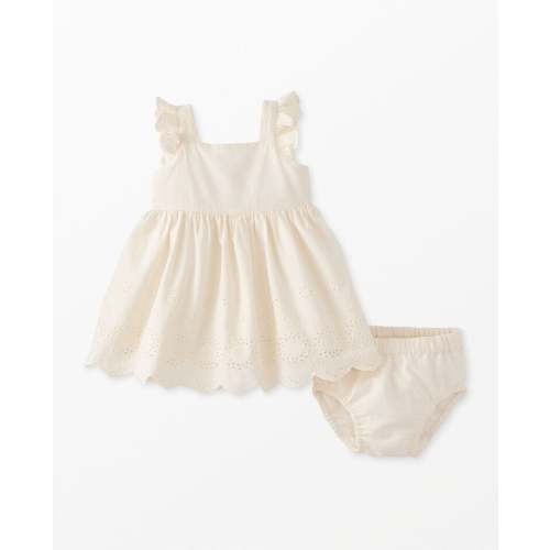Baby Flutter Sleeve Linen Eyelet Dress & Bloomers Set | Hanna Andersson