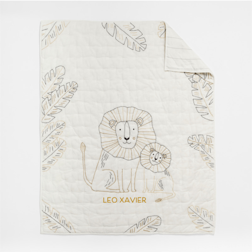 Personalized Jungle Lion Organic Cotton Baby Crib Quilt