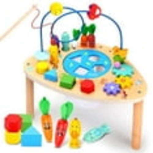 OATHX Baby Activity Table Bead Maze Board Wood Montessori Education Learn Toys for Children1-4 Year