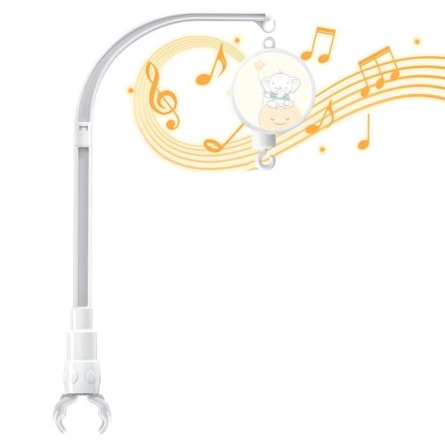 23 Inch Adjustable Baby Crib Mobile Arm with Music Box & DIY Claw Arm Bracket - Nursery Decor Hanging Stand for Bed Bell Toy-Crib Mobile Holder