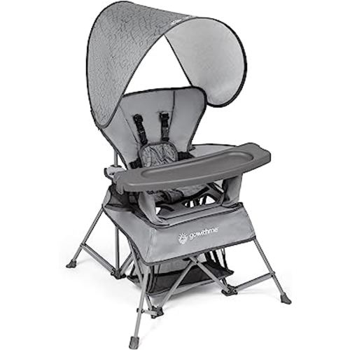 Baby Delight Go with Me Venture Portable Chair | Indoor and Outdoor | Sun Canopy | 3 Child Growth Stages | Elephant Grey