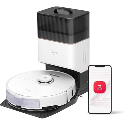 roborock S8+ Robot Vacuum, Sonic Mop with Self-Empty Dock, Stores up to 60-Days of Dust, Auto Lifting Mop, Ultrasonic Carpet Detection, 6000Pa Suction, White