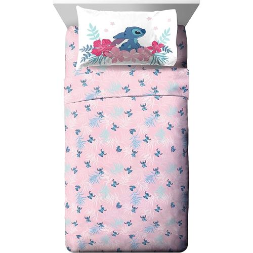 Jay Franco Disney Lilo & Stitch Paradise Dream Twin Sheet Set - 3 Piece Set Super Soft and Cozy Kid’s Bedding - Fade Resistant Microfiber Sheets (Official Disney Product)