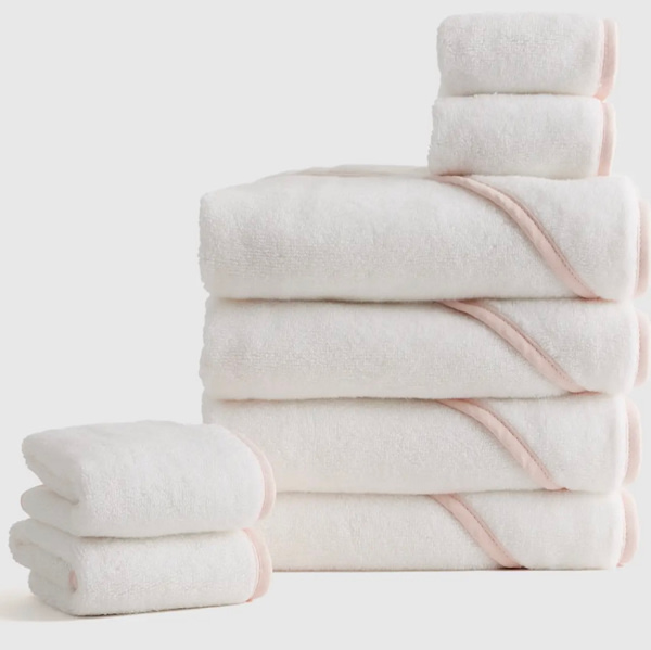 Organic Turkish Cotton Baby Bath Bundle 8-Pack in Soft Pink
