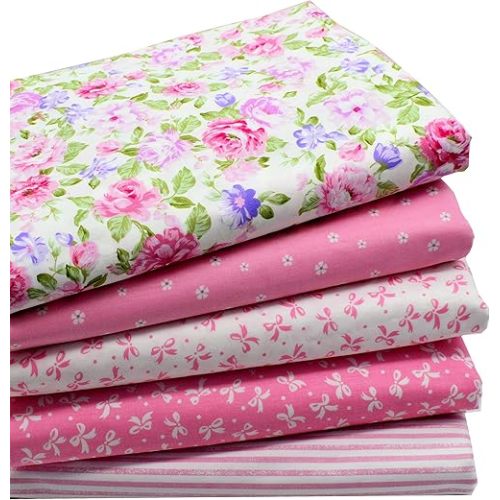 iNee Pink Fat Quarters Quilting Fabric Bundles for Quilting Sewing Crafting,18 x 22 inches,(Pink)