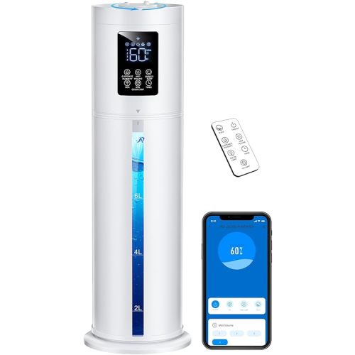 2.1Gal/8L Smart Humidifier Large Room, Top Fill Humidifiers for Bedroom with Diffuser, 7 Color Lights,16H Timer, Auto Mode, APP Remote Control, 4 Levels Cool Mist Air Humidifier for Plants Home Office