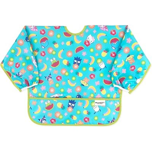 Bumkins Sleeved Bib for Girl or Boy, Baby and Toddler for 6-24 Mos, Essential Must Have for Eating, Feeding, Baby Led Weaning Supplies, Long Sleeve Mess Saving Food Catcher, Hello Kitty and Friends