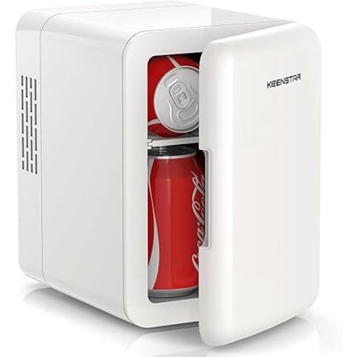 4L Mini Fridge for Skincare & Food, 110V/12V Cooler & Warmer, Portable Refrigerator for Bedroom, Office, Car, Dorm - Ultra Quiet, Energy Efficient, Dual Use for Breast Milk, Cosmetics, Snacks (White)