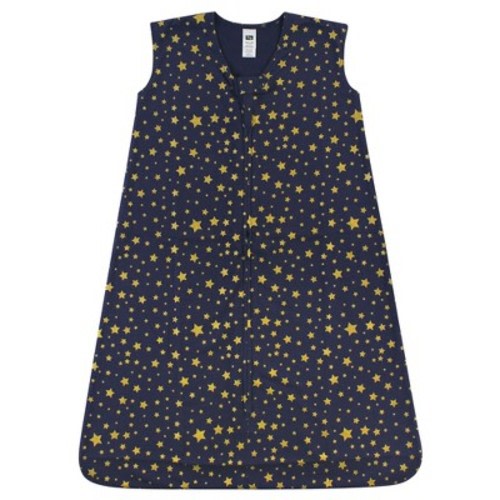 Hudson Baby Infant Cotton Sleeveless Wearable Sleeping Bag, Sack, Blanket, Gold Navy Star, 6-12 Months