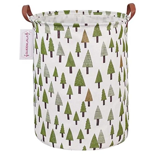 QUEENLALA Large Storage Basket,Laundry Hamper/Bathroom/Home Decor/Collapsible Round Storage Bin,Boys and Girls Hamper/Boxes/Clothing(Green forest)
