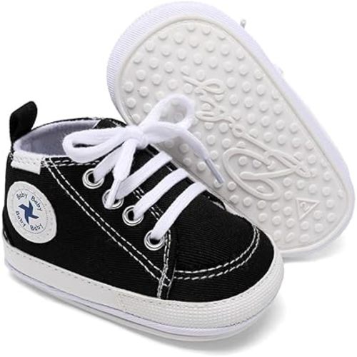 Baby Girls Boys Shoes Soft Anti-Slip Sole Newborn First Walkers Star High Top Canvas Denim Unisex Infant Sneaker