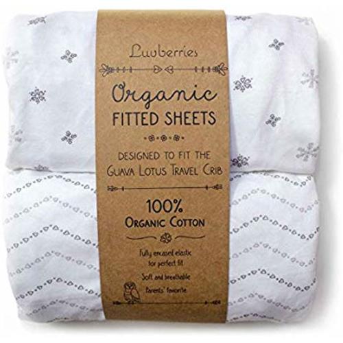 Guava Lotus Travel Crib Sheets (Set of 2) - 100% Organic Cotton Crib Sheets, Baby and Toddler, Fitted Crib Sheets, for Boys & Girls (for The New 4 TAB Mattress ONLY)