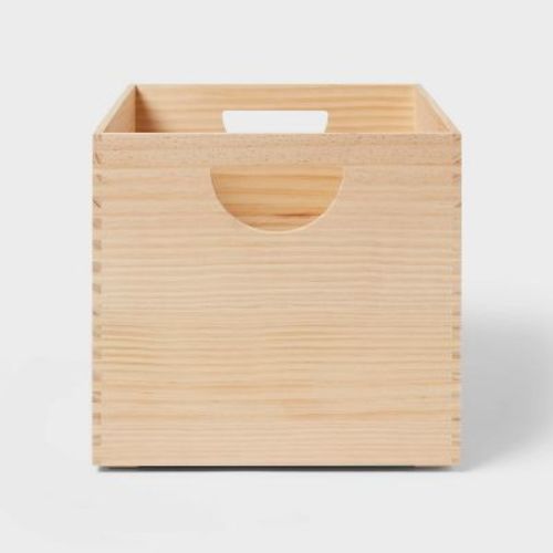 Small Stackable Kids' Wood Bin Natural - Pillowfort™