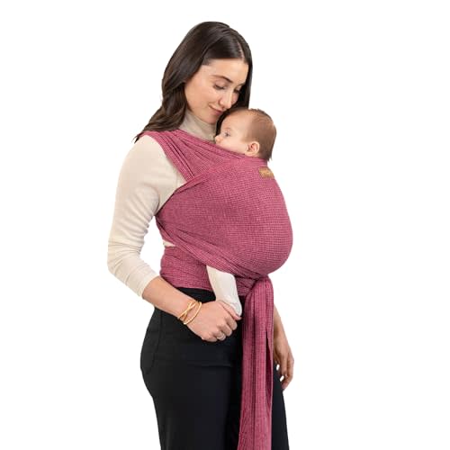 Moby Wrap Baby Carrier | Waffle Knit | Baby Wrap Carrier for Newborns & Infants | #1 Baby Wrap | Baby Gift | Keeps Baby Safe & Secure | Adjustable for All Body Types | Desert Rose