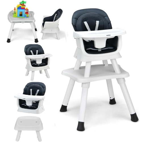 INFANS 8 in 1 Baby High Chair, Convertible Highchair, Infant Booster Seat, Kids Table Chair Set, Black