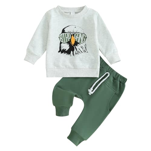 Toddler Baby Boy Football Outfits Birds Eagles Sweatshirt Shirt Top Jogger Pants Set 2Pcs Infant Fall Winter Clothes