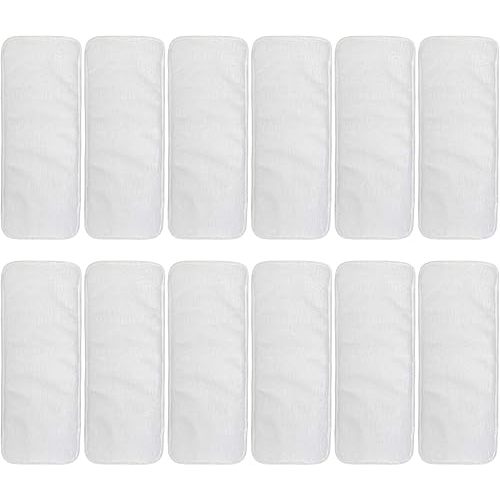 ALVABABY 12pcs Microfiber Inserts,Soft Cloth Diaper Liner,3-Layer Absorbent Inserts,Reusable for Baby Cloth Diapers 12T