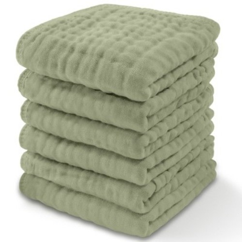 Baby Washcloths Muslin Cotton, Large 10”x10” by Comfy Cubs
