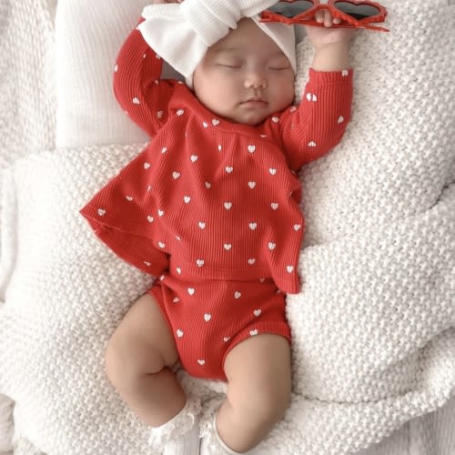 Organic Waffle Simple Dress & Bloomer, Little White Heart (on Red) – SpearmintLOVE