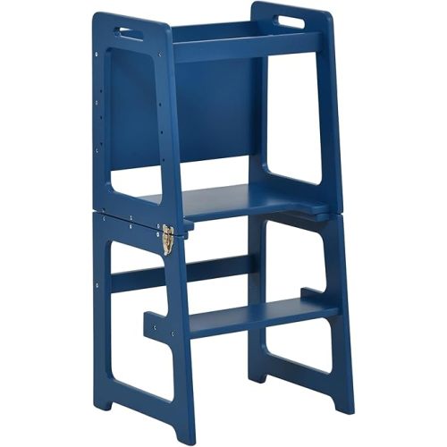 Avenlur Date 4-in-1 Foldable Kitchen Tower - Toddler Step Stool with Chalkboard, Desk Table and Chair - Waldorf and Montessori Kitchen Stool - Kitchen Stool Tower for Toddlers 18 Months to 6 Years