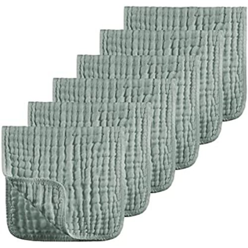 Muslin&nbsp;Burp&nbsp;Cloths&nbsp;100%&nbsp;Cotton&nbsp;Muslin&nbsp;Cloths Large 20''x10'' Extra Soft and Absorbent 6 Pack Baby Burping Cloth for Boys and Girls by Looxii (Dark Green)