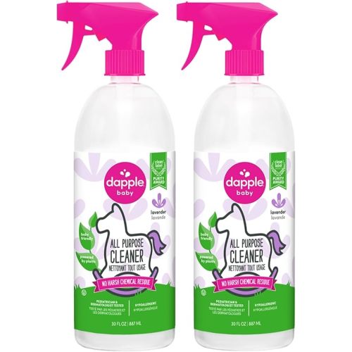 Dapple Baby All Purpose Cleaning Spray, Hypoallergenic for Toys, High Chairs, Swings, Counters, Powered by Plants, 1 Pump Included, Lavender, 30 Fl Oz (Pack of 2)