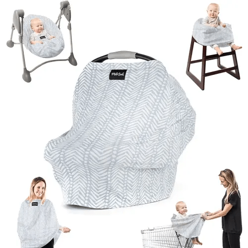 Milk Snob Original 5-in-1 Cover - Added Privacy for Breastfeeding, Baby Car Seat, Carrier, Stroller, High Chair, Shopping Cart, Lounger Canopy - Newborn Essentials, Nursing Top, Soho
