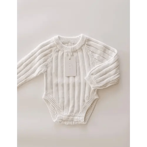 Oat Children - Wide Ribbed Knit Onesie ‘Dove’ | Blueberry kids