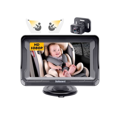DoHonest Baby Car Camera HD 1080P - Rear-Facing Car Baby Monitor with Night Vision, Adjustable View Angle, Easy Setup, Anti-Glare Display, Safety for Kids & Infants