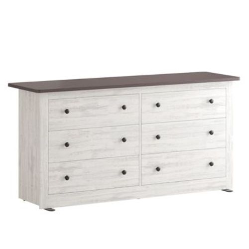 JIONJOY 6-Drawer Wide Double Dresser - Laminated Composite Wood Chest of Drawers for Bedroom, Living Room & TV Stand