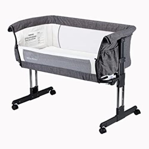 Mika Micky Baby Bassinet Bedside Sleeper Bedside Crib Easy Folding Portable Crib All mesh, Grey