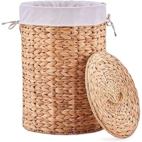 Laundry Hamper with Lid Handwoven Wicker Basket with Handles