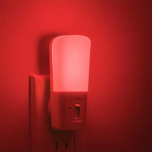 LOHAS-LED Red Light Night Light Plug in, Dimmable LED Night Lights 2 Pack, Dusk to Dawn Sensor, Sleep Aid Red, 0-80LM Adjustable Brightness Red Nightlight for Nursery Kids Room Hallway Kitchen Gift