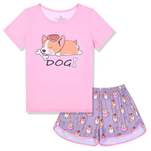 Jxstar Classic Girls Short-Sleeved Pajamas Two-Piece Summer Pj Sets 3-13Y