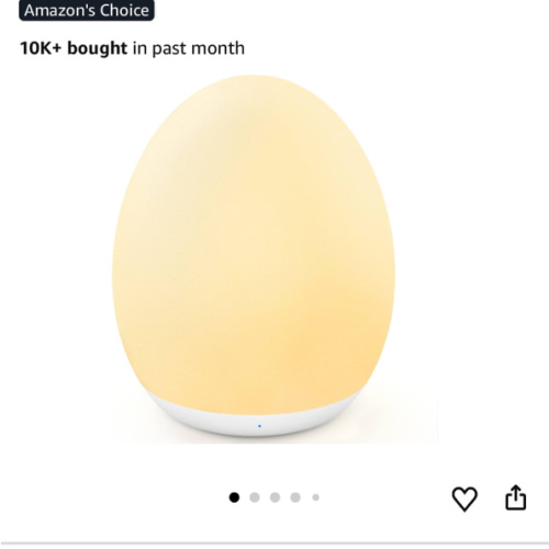 MediAcous Night Light for Kids, Baby Egg Light for Nursery, 7 Colors Changing & Stepless Dimming, Soft Silicone Touch Night Lamp with 1 Hour Timer, Rechargeable Nursery Night for Breastfeeding