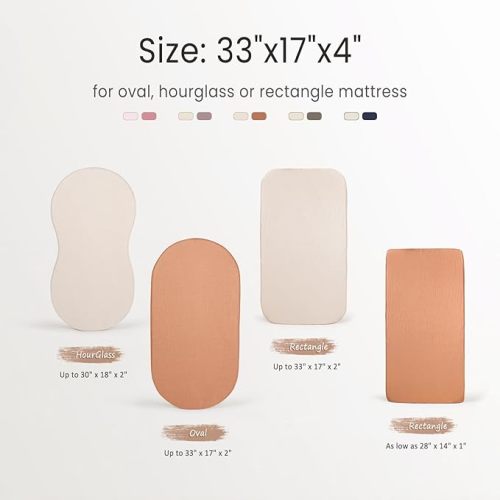 lulumoon Bassinet Sheets Muslin Cotton Beige & Caramel 33x17 inch