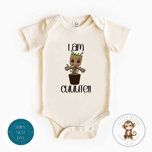 I Am Cuuute Baby Onesie® | Custom Kids Tshirt | Cute Baby Shower Gift | New Parent Gift | Natural Onesie®