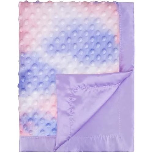 Silky Satin Baby Blanket for Girls Unique Tie Dye Minky Fabric with Soft Luxury Silk Silky Backing Toddlers Blanket for Sleeping Nursery Travel Decoration Purple 30 x 40 Inch