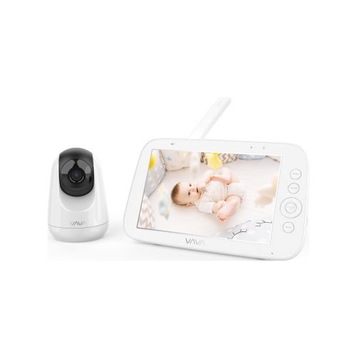 VAVA 8" 1080P HD Video Baby Monitor Split View, Night Vision, Zoom/Pan/Tilt, & 2-Way Audio, White