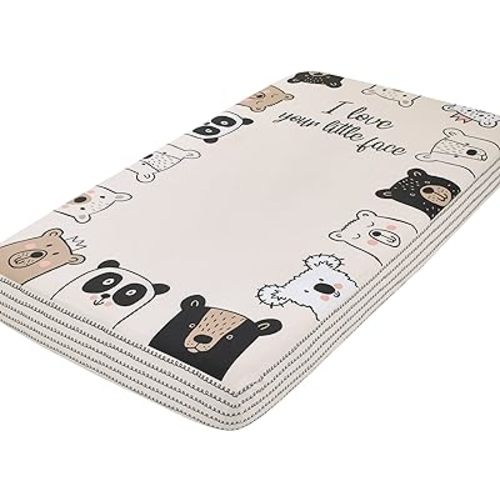 NoJo I Love Your Little Face Bears White 100% Cotton Photo Op Nursery Fitted Crib Sheet