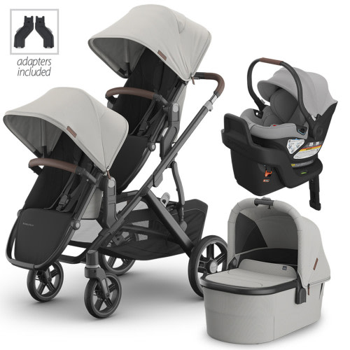 UPPAbaby Vista V3 Double Stroller + Bassinet + Aria or Mesa V2 Car Seat Travel System