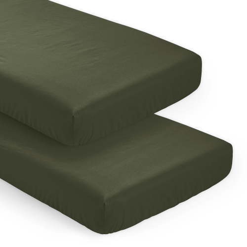 Sweet Jojo Designs Woodland Camo Solid Green Fitted Crib Sheets 2 Piece Set
