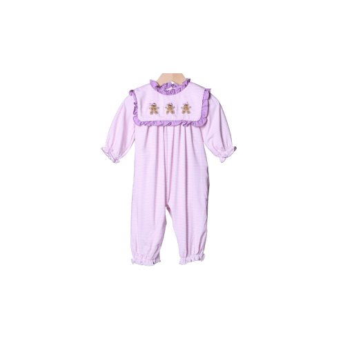 Gingerbread Pink Stripe Romper