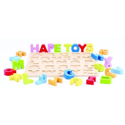 Hape Wooden Alphabet Puzzle| Wooden ABC Letters Colorful Educational Learning Puzzle Toy Board for Toddlers