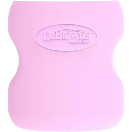 Dr. Brown's Natural Flow Options+ Glass Baby Bottle Sleeves,100% Silicone,5 oz,Wide-Neck,Pink