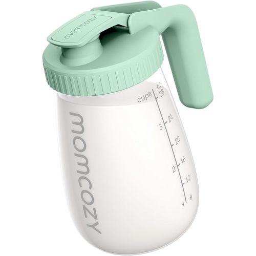 Momcozy Breast Milk Pitcher, Resistant to Heat and Cold Abrupt Temp Swings, No Leak Glass Breast Milk Fridge Storage Container with Wide Mouth, Fast Baby Formula Maker, Breastfeeding Essentials, Green