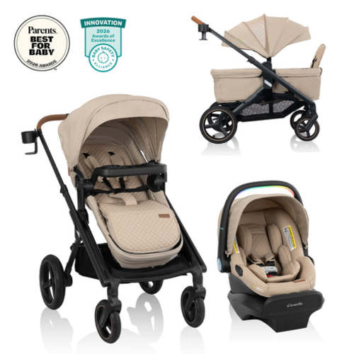Transformer Stroller to Wagon Travel System Featuring LiteMax NXT Infant Car Seat with SensorySoothe