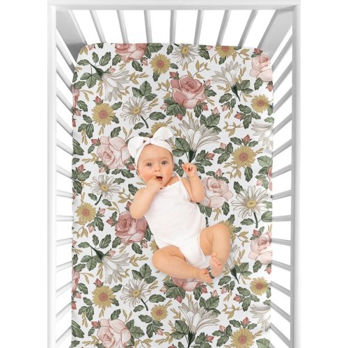Sweet Jojo Designs Vintage Floral Fitted Crib Sheet & Reviews | Wayfair