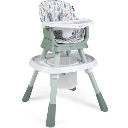 BABY JOY 16 in 1 High Chair, Convertible Baby Highchair for Babies and Toddlers with Activity Center, Booster Seat, Building Block Table, Toddler Chair with Safety Harness, Removable Tray (Green)