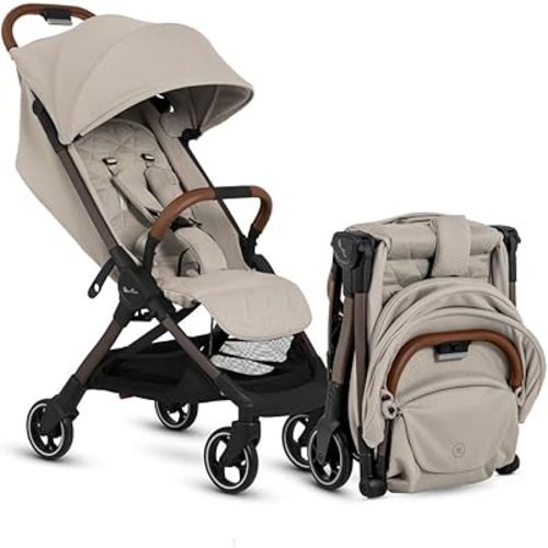 Silver Cross Clic Compact Travel Stroller – (Latte) – Lightweight Baby Stroller for Airplane Travel – One-Hand Fold, Lie-Flat Infant & Toddler Seat – Birth to 55 lb
